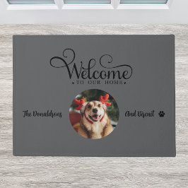 Schattigee Welkom Hond Foto Vezel Deurmat