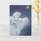 Schattigee welp met poolkerstfeest, vrolijk Beer Kaart (Gele Bloem)