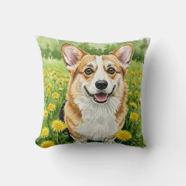 Schattigee Welsh Pembroke Corgi Paardebloemen kuss Kussen