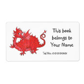  Schattigee Welsh Red Dragon Bookplate Etiket (Voorkant)