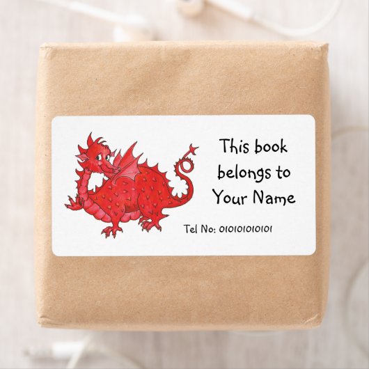 Schattigee Welsh Red Dragon Bookplate Etiket (Insitu)