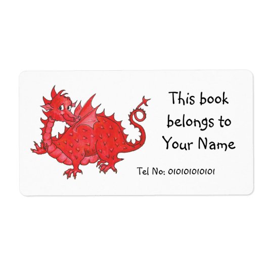  Schattigee Welsh Red Dragon Bookplate Etiket (Voorkant)