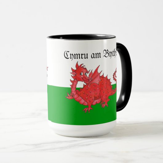 Schattigee Welsh Red Dragon Ringer Mok (Voorkant rechts)