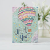 Schattigee wensen Hete Luchtballon Bedankkaart (Staand voorkant)