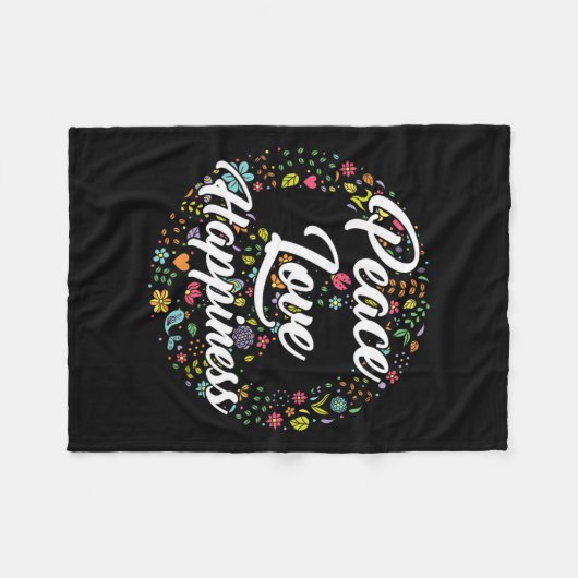 Schattigee Wereld Vrede Liefde Geluk Vredesteken H Fleece Deken (Voorkant (Horizontaal))