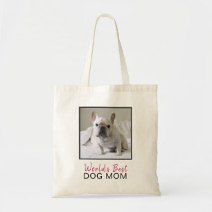 Schattigee wereld's Best Dog Mom Roze Grijs Vierka Tote Bag