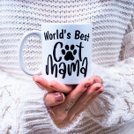 Schattigee wereld's beste kat mama 1 foto poot pri koffiemok<br><div class="desc">Schattige "kattenmama" ontwerp met een kattenpootafdruk en 1 foto voor een cadeau voor kattenliefhebbers.</div>