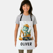 Schattigee Werknemer Dinosaurus op een Graafmachin Schort (Insitu)