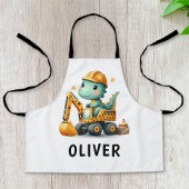 Schattigee Werknemer Dinosaurus op een Graafmachin Schort