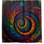 Schattigee wervelingen van rode en blauwe kleuren douchegordijn (Voorkant)