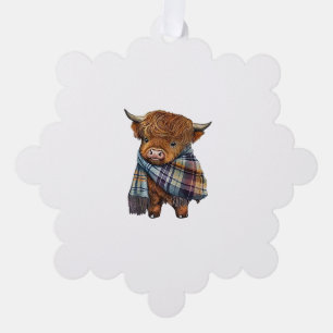 Schattigee West Highland Koe Baby met Plaid sjaal  Ornament Kaart