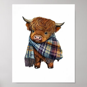 Schattigee West Highland Koe Baby met Plaid sjaal  Poster