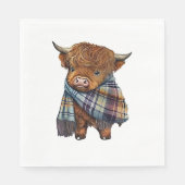 Schattigee West Highland Koe Baby met Plaid sjaal  Servet (Voorkant)