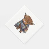 Schattigee West Highland Koe Baby met Plaid sjaal  Servet (Hoek)