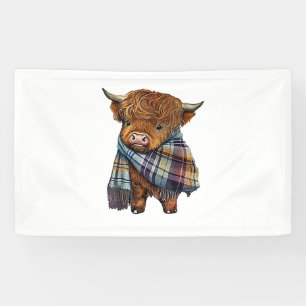 Schattigee West Highland Koe Baby met Plaid sjaal Spandoek