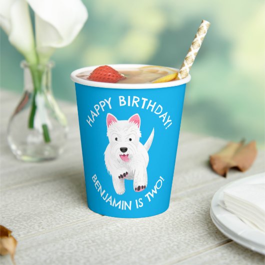 Schattigee West Highland terrier gepersonaliseerde Papieren Bekers (Insitu)