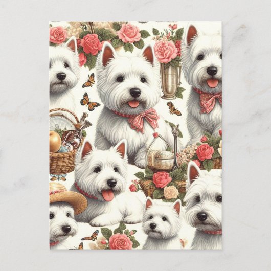 Schattigee West Highland White Terrier naadloos Briefkaart (Voorkant)