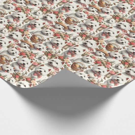 Schattigee West Highland White Terrier naadloos Cadeaupapier (Hoek)