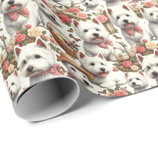 Schattigee West Highland White Terrier naadloos Cadeaupapier (Rol Hoek)