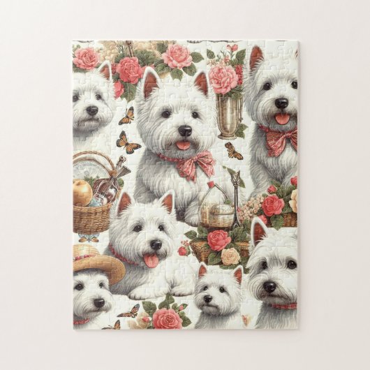 Schattigee West Highland White Terrier naadloos Legpuzzel (Verticaal)