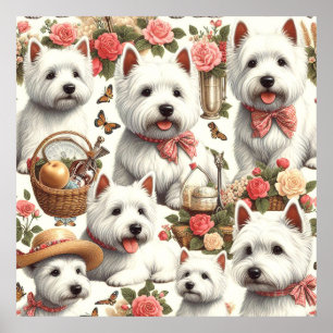 Schattigee West Highland White Terrier naadloos Poster