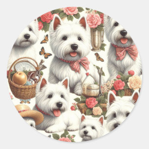 Schattigee West Highland White Terrier naadloos Ronde Sticker