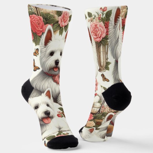 Schattigee West Highland White Terrier naadloos Sokken (Gebogen)