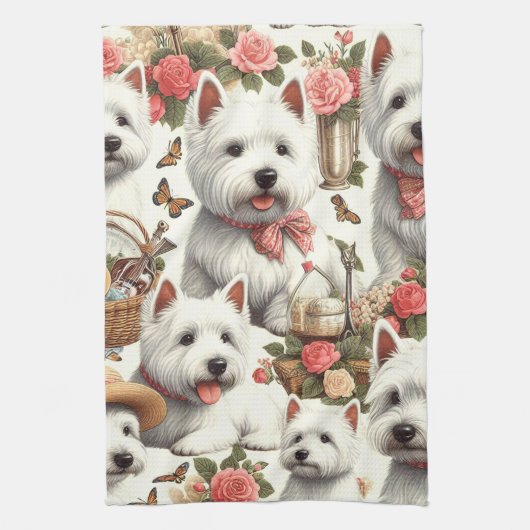 Schattigee West Highland White Terrier naadloos Theedoek (Verticaal)
