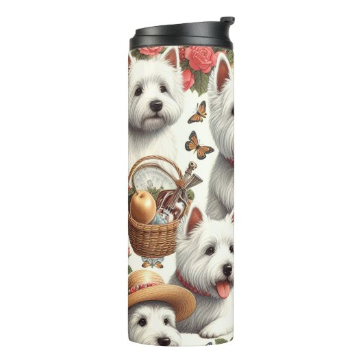 Schattigee West Highland White Terrier naadloos Thermosbeker (Gedraaid links)