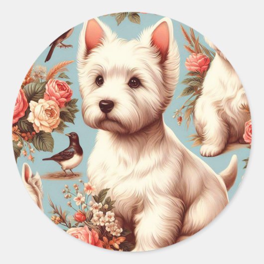  Schattigee West Highland White Terrier Ronde Sticker (Voorkant)
