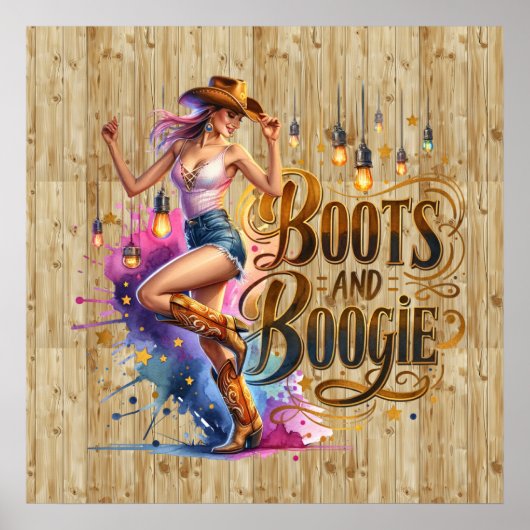 Schattigee Westerne Cowgirl boogie laarzen Poster (Voorkant)