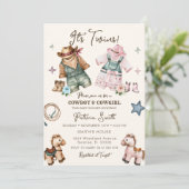 Schattigee Westerne Cowgirl en Cowboy Twin Baby sh Kaart (Staand voorkant)