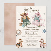 Schattigee Westerne Cowgirl en Cowboy Twin Baby sh Kaart (Voorkant / Achterkant)