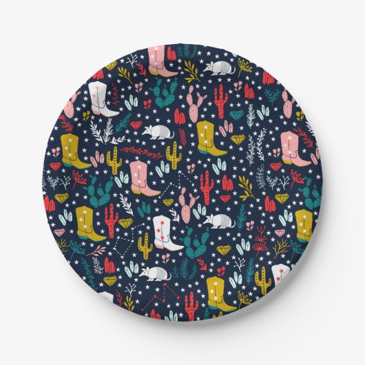 Schattigee Westerne Cowgirl Paper Borden Papieren Bordje (Voorkant)