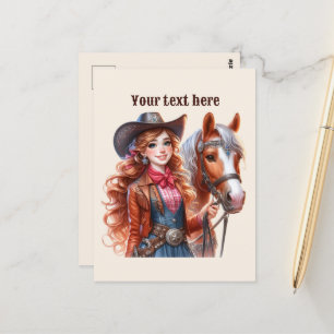Schattigee Westerne Cowgirl voeg bericht toe Briefkaart