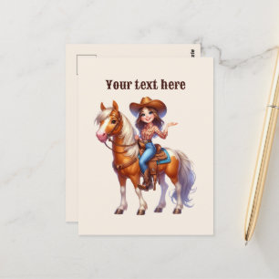 Schattigee Westerne Cowgirl voeg bericht toe Briefkaart