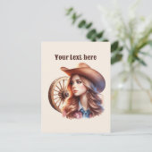 Schattigee Westerne Cowgirl voeg bericht toe Briefkaart (Staand voorkant)