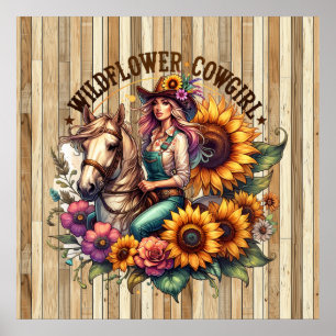 Schattigee Westerne Cowgirl wilde bloem Poster