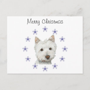 Schattigee Westie Dog Art en Christmas Snowflakes Feestdagenkaart