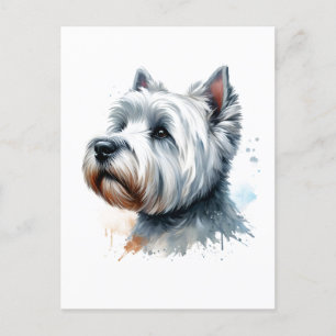 Schattigee Westie Dog Face Waterverf Art Briefkaart