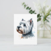 Schattigee Westie Dog Face Waterverf Art Briefkaart (Staand voorkant)