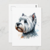 Schattigee Westie Dog Face Waterverf Art Briefkaart (Voorkant / Achterkant)