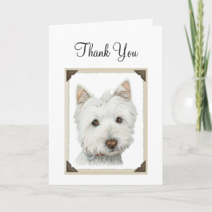 Schattigee Westie Dog met gescheurd papier randen Bedankkaart