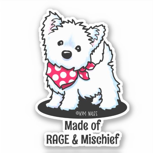 Schattigee Westie KiniArt Sticker (Voorkant)