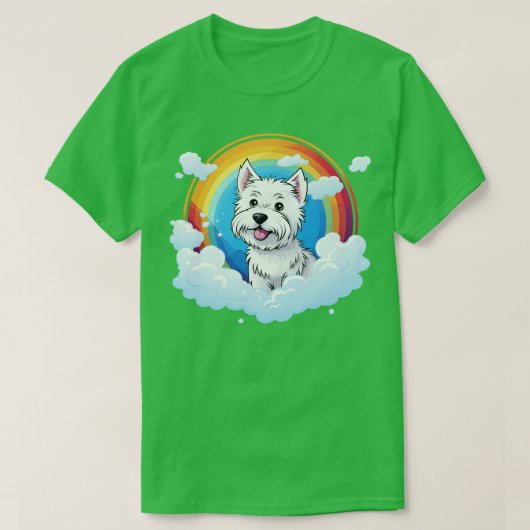 Schattigee Westie Rainbow Cloud West Highland Terr T-shirt (Design voorkant)