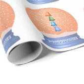 Schattigee Wezens Sneeuw wereldbol sinaasappel paa Cadeaupapier (Rol Hoek)