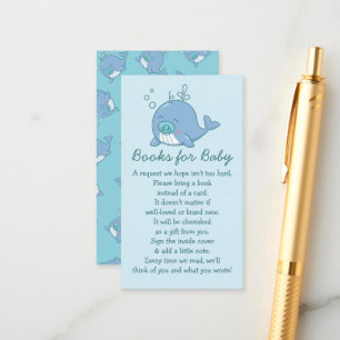 Schattigee Whale Baby shower Boeken voor Baby Boy  Informatiekaartje