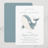 Schattigee Whale Baby shower Party Uitnodiging (Voorkant / Achterkant)
