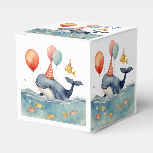 Schattigee Whale Boy's Birthday Bedankdoosjes (Voorkant Zijde)