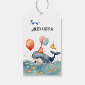 Schattigee Whale Boys Verjaardag Cadeaulabel (Achterkant)